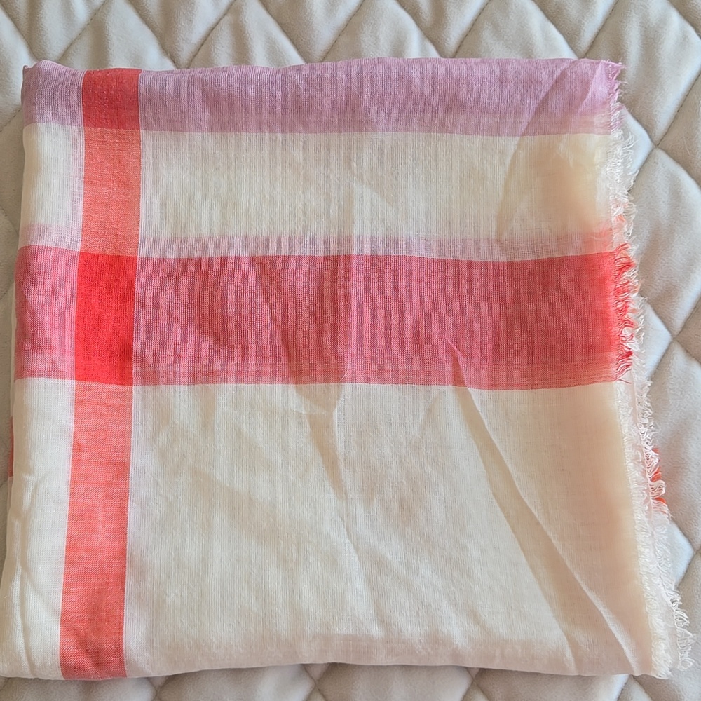 Burberry Pink & White Plaid Scarf - Picture 4 of 5